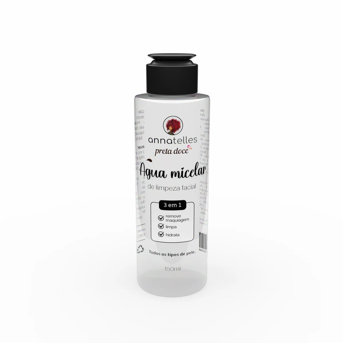 Água Micelar 3 em 1 150ml - Preta Doce